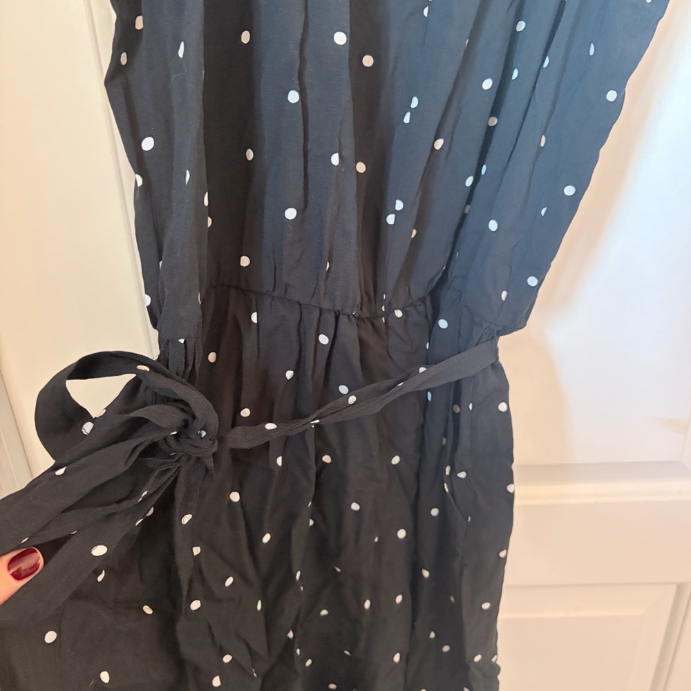 Old Navy Black Polka Dot Sleeveless Jumpsuit, Size Large - Picture 4 of 8